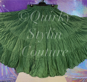 Forest Green Renaissance steampunk gothic cotton boho tribal Maxi Long Skirt -Size 10-22 - Plus size
