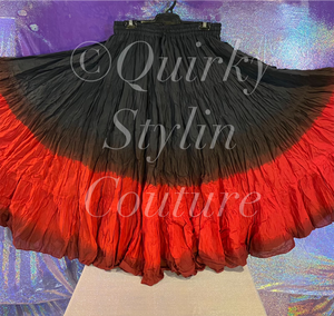 Ombre Red Burgundy Black Renaissance steampunk gothic cotton boho Maxi Long Skirt -Size 10-22 - Plus size