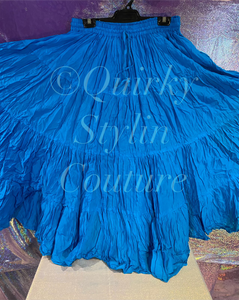 Turquoise Blue Renaissance steampunk gothic cotton boho tribal Maxi Long Skirt -Size 10-22 - Plus size