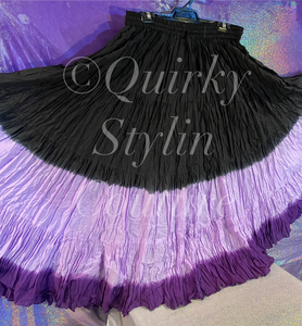 Ombre Purple Black Renaissance steampunk gothic cotton boho Maxi Long Skirt -Size 10-22 - Plus size