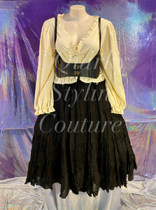 Black Renaissance steampunk gothic cotton boho Maxi Long Skirt -Size 10-22 - Plus size