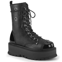 Load image into Gallery viewer, Slacker150 - Platform boots PVC trim gothic D-ring mid calf Boot