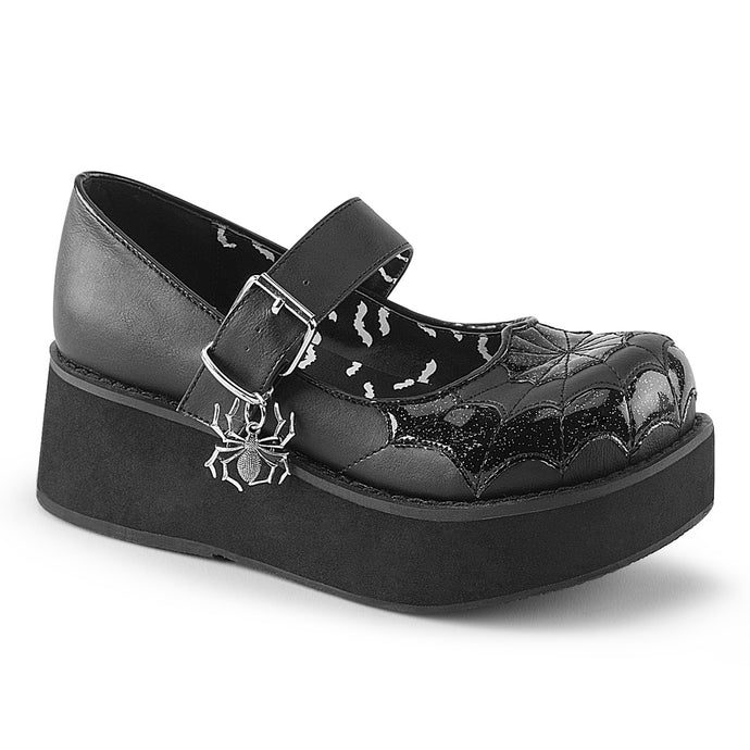 Sprite 05 - Black spooky glitter spiderweb platform shoe
