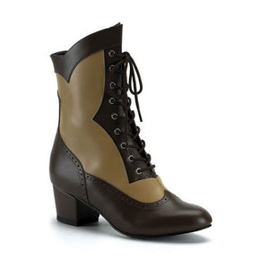 Victorian 110 - Brown & Tan brogue heel boot