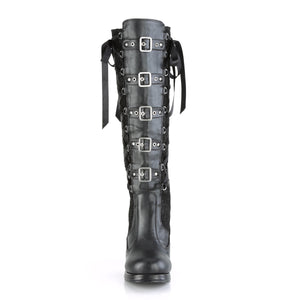 Crypto 106- Gothic black lace corset knee length high heel boot