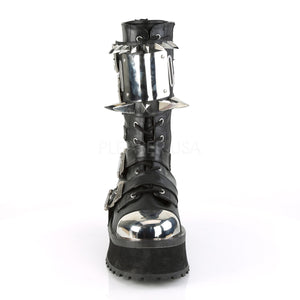 Gravedigger 250 - Spiked chrome steel cap mid-calf platform boot