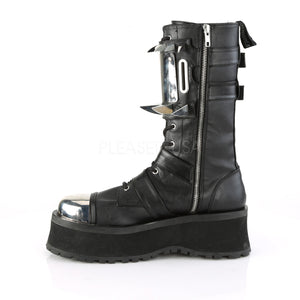 Gravedigger 250 - Spiked chrome steel cap mid-calf platform boot