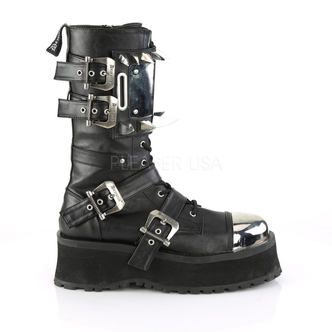 Gravedigger 250 - Spiked chrome steel cap mid-calf platform boot