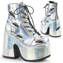 Load image into Gallery viewer, Camel201 - Silver Hologram Bats Chunky Heel Ankle Boot
