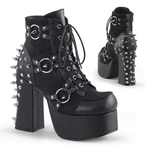 Charade-100 Black gothic spiked chunky heel ankle boot