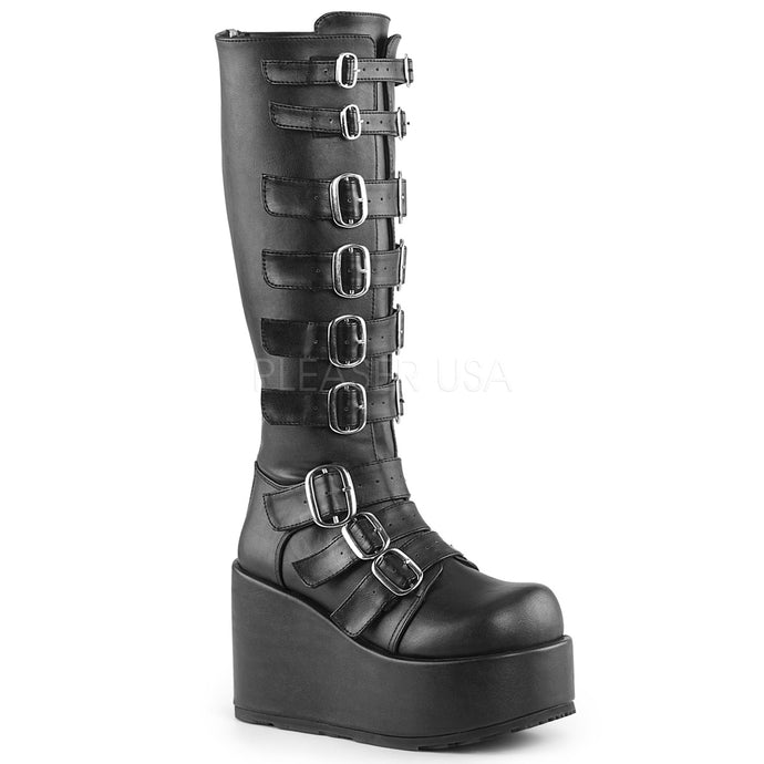 Concord108 - Knee-high gothic buckle gogo platform boot