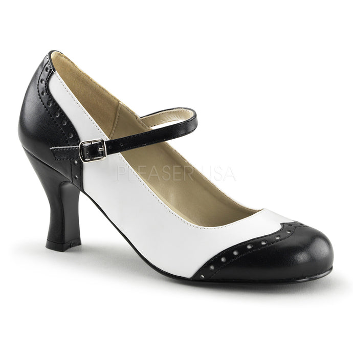 Flapper 25 - Black and white rockabilly pinup kitten heel - size 9