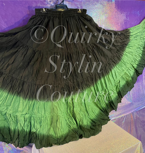 Ombre Green Black Renaissance steampunk gothic cotton boho Maxi Long Skirt -Size 10-22 - Plus size