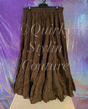 Load image into Gallery viewer, Deep Chocolate Brown Renaissance steampunk gothic cotton boho tribal Maxi Long Skirt -Size 10-22 - Plus size