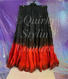 Ombre Red Burgundy Black Renaissance steampunk gothic cotton boho Maxi Long Skirt -Size 10-22 - Plus size