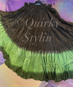 Ombre Green Black Renaissance steampunk gothic cotton boho Maxi Long Skirt -Size 10-22 - Plus size