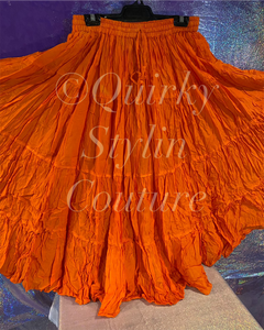 Sunset Orange Renaissance steampunk gothic cotton boho tribal Maxi Long Skirt -Size 10-22 - Plus size