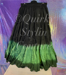 Ombre Green Black Renaissance steampunk gothic cotton boho Maxi Long Skirt -Size 10-22 - Plus size