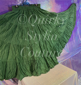 Forest Green Renaissance steampunk gothic cotton boho tribal Maxi Long Skirt -Size 10-22 - Plus size