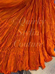 Sunset Orange Renaissance steampunk gothic cotton boho tribal Maxi Long Skirt -Size 10-22 - Plus size