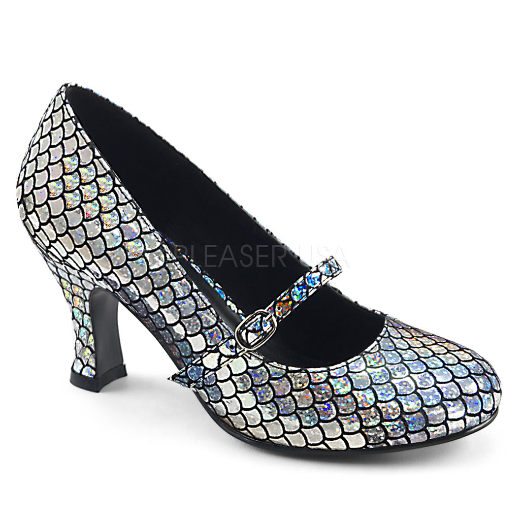 Mermaid 70 - Holographic silver scales sparkle heel
