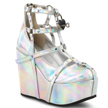 Load image into Gallery viewer, Poison 25-2 - Hologram shiny wedge heel shoe