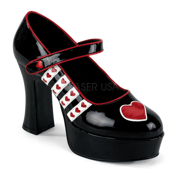 Queen 55 - Maryjane PVC wonderland Hearts high heel shoe - size 9, size 10