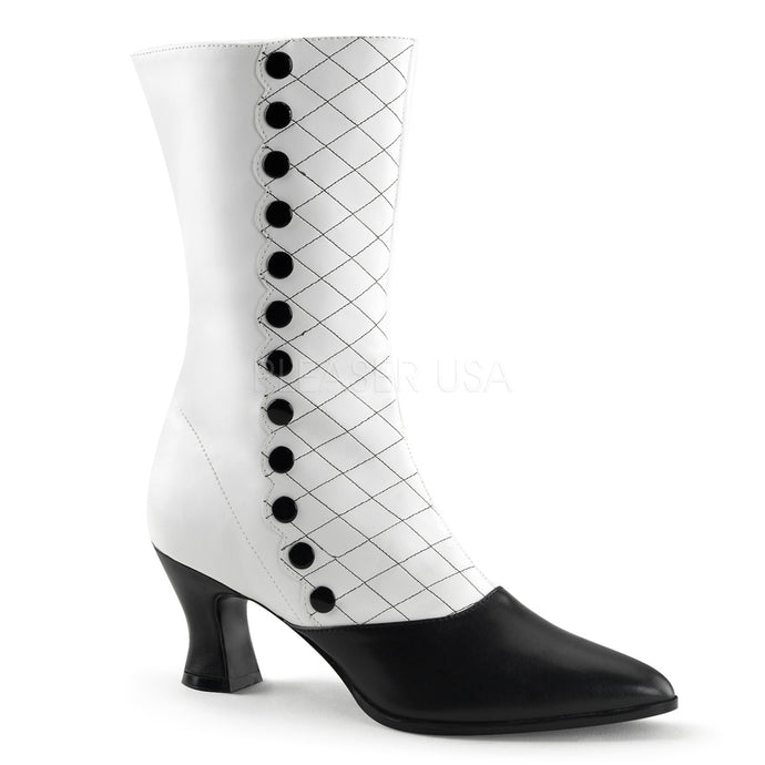 Victorian123 -Cream button gothic heel shoe